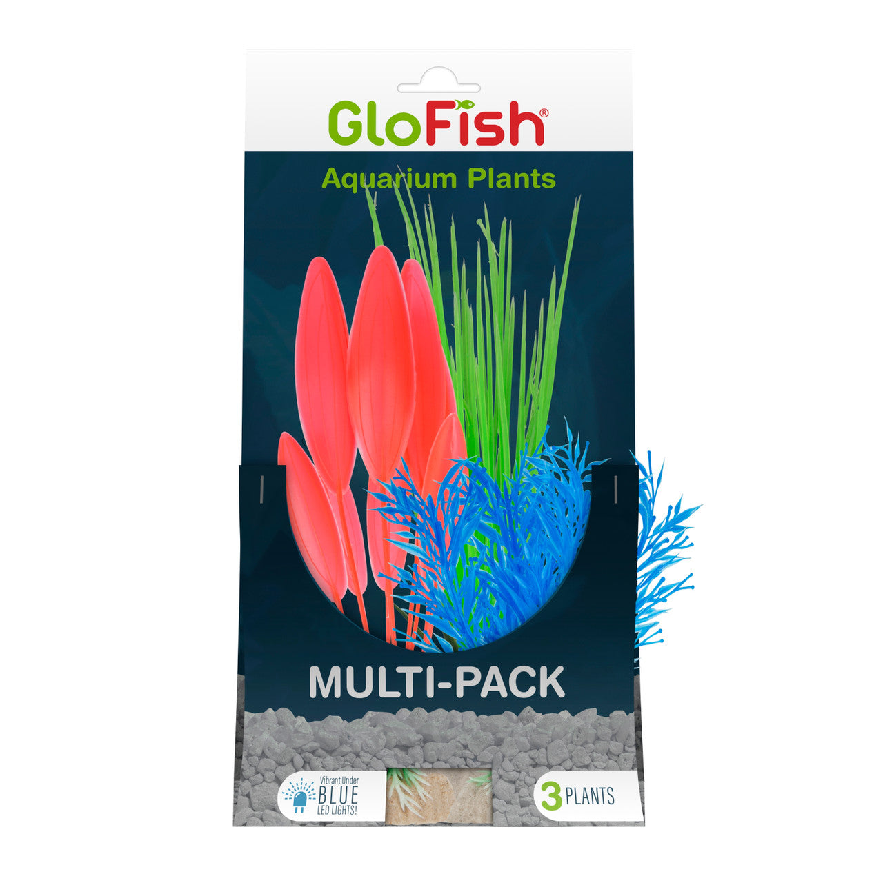 GloFish Aquarium Plant Multi-Pack Blue/Green/Orange 1 SM/1 MD/1 LG