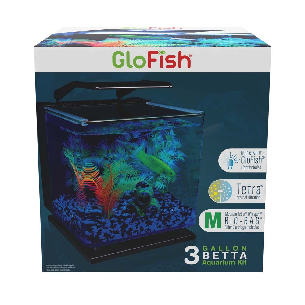GloFish Betta Glass Aquarium Kit Black, Clear 3 gal