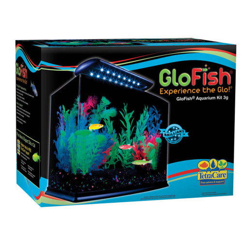 GloFish Cresent Aquarium Kit Black Clear 3 gal