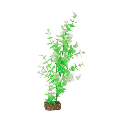 GloFish Fluorescent Plastic Aquarium Plant Green/White LG