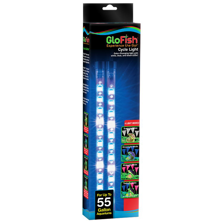 GloFish LED Cycle Light with 4 Light Modes Black 2 Inches X 10 Inches, 55 Gallon