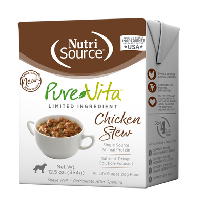 NutriSource PureVita LID Wet Dog Food Chicken Stew 12ea/12.5 oz 073893962052