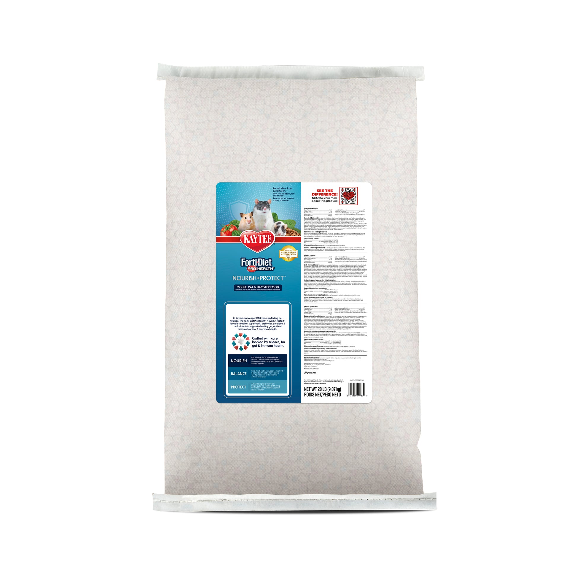 Kaytee Forti-Diet Pro Health Nourish+Protect Mouse, Rat & Hamster Food Grain blend 20 lb 071859007670