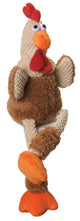goDog Checkers Rooster with Chew Guard Technology Tough Plush Dog Toy Brown SM