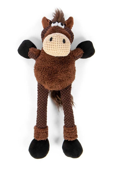 goDog Checkers Skinny Durable Plush Dog Toy Horse LG