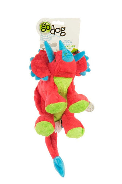 goDog Dinos Frills Durable Plush Squeaker Dog Toy LG