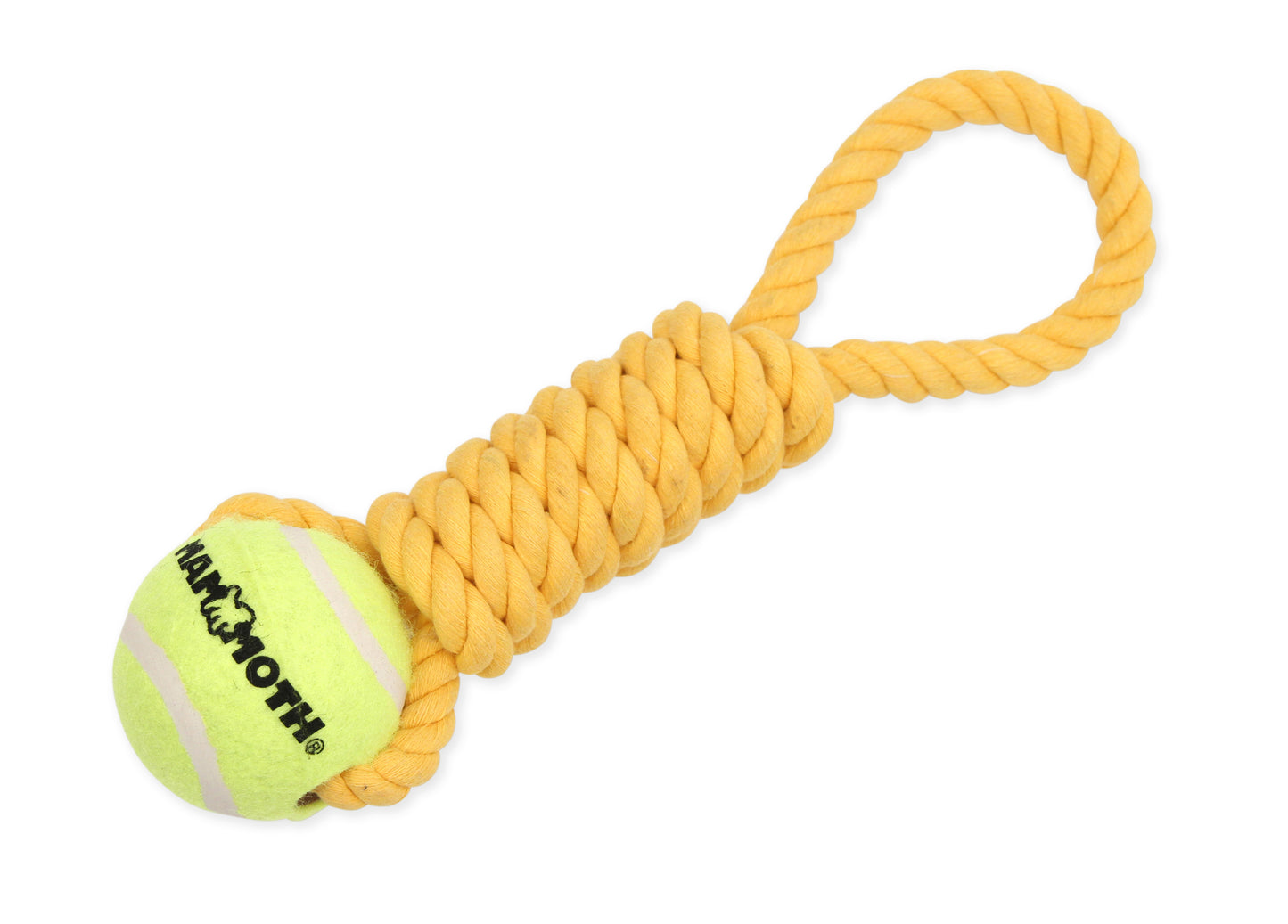 Mammoth Pet Products Twister Pull Tug w/Ball Dog Toy Yellow Medium, 12 in 746772530108