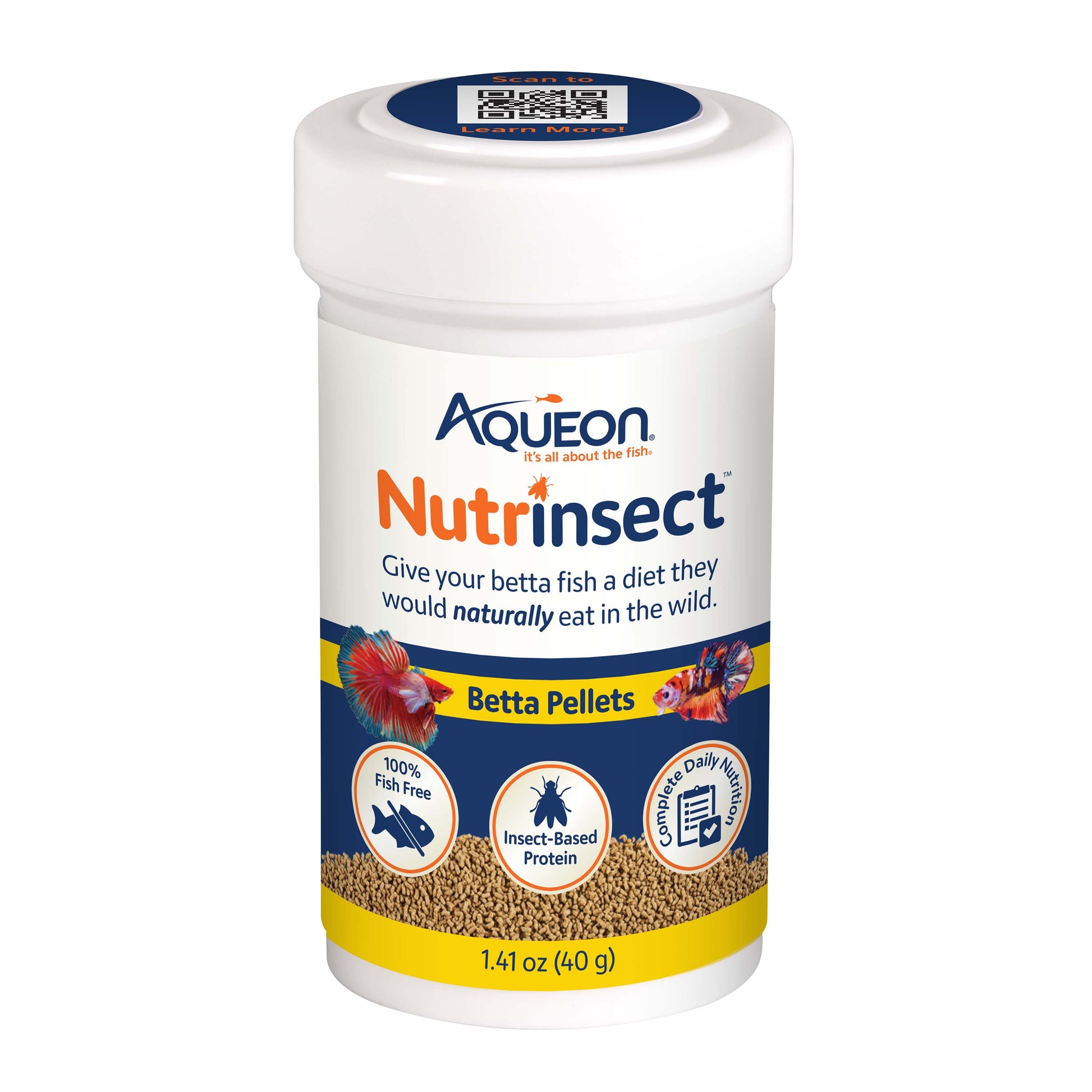 Aqueon Nutrinsect Fish-Free Fish Food Betta Pellets 1.41 oz 015905002394