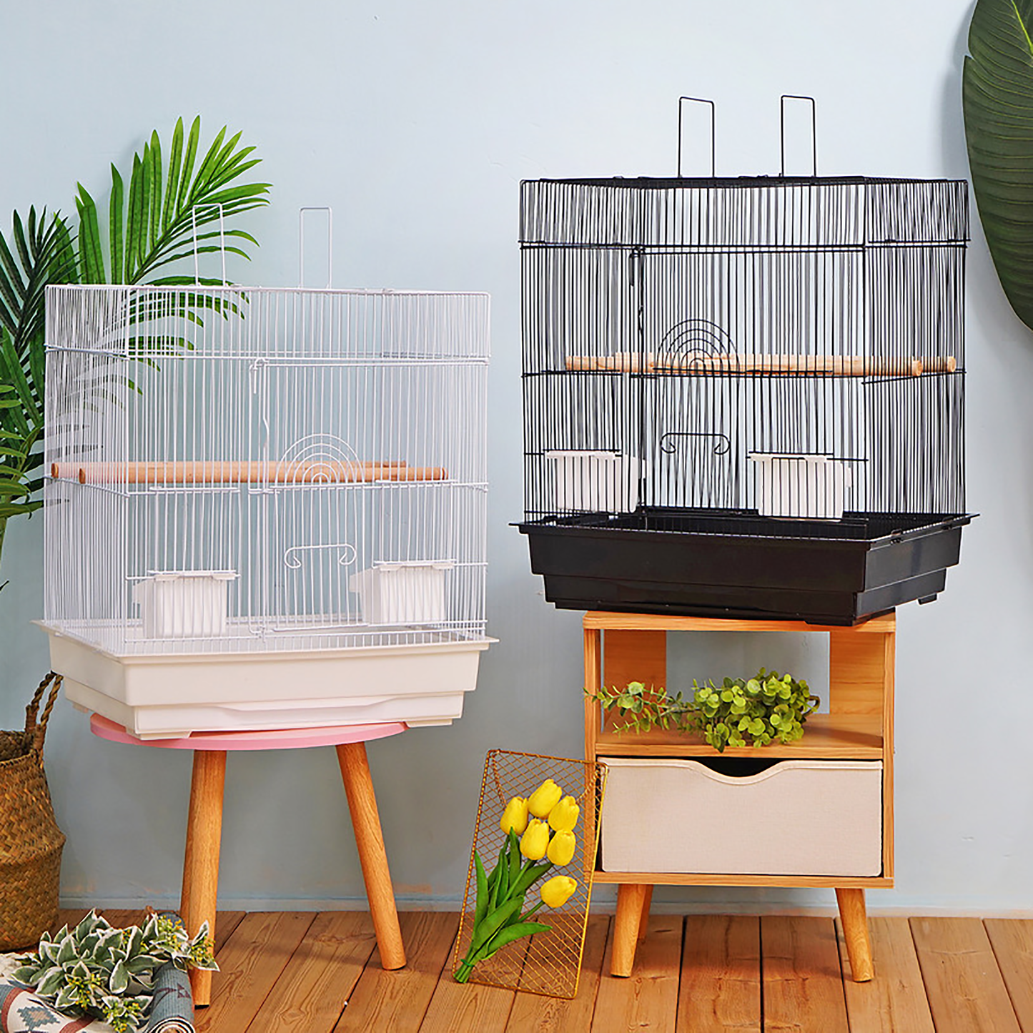 A & E Cages Flat Top Cage (2) Black & (2) White 4ea/18In X 18 in, 4 pk 644472013467