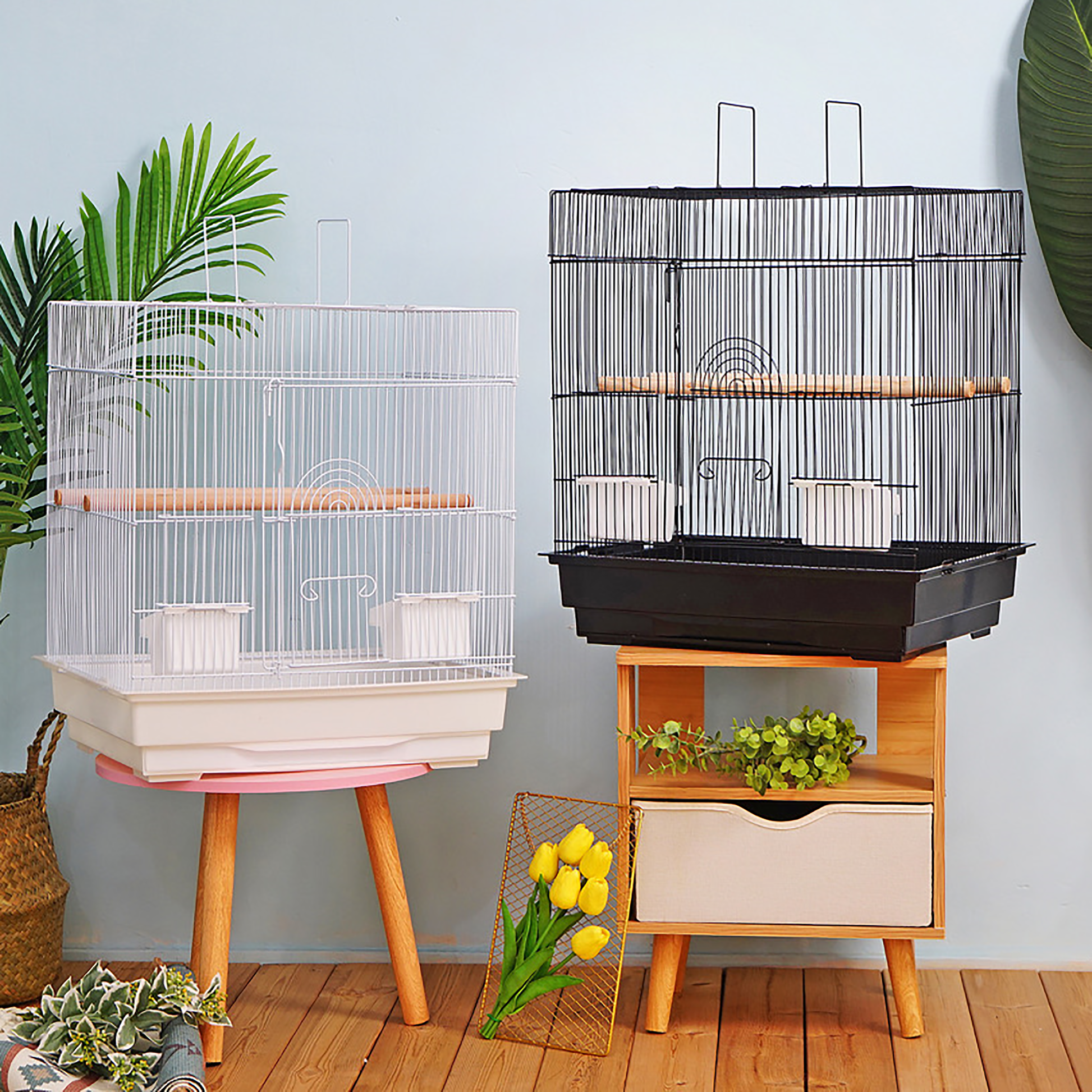 A & E Cages Flat Top Cage (2) Black & (2) White 4ea/18In X 18 in, 4 pk 644472013467