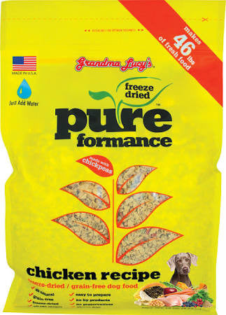 Grandma Lucy’s Pureformance Chicken And Chickpea Freeze Dried Grain Free Dog Food - 10 - lb Makes 46 Lbs Of Food - {L