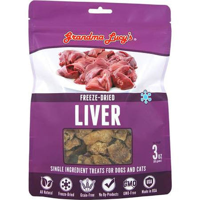 Grandma Lucy's Singles Freeze Dried Liver Single Ingredient Pet Treats-3-oz-{L+x} 884308580026