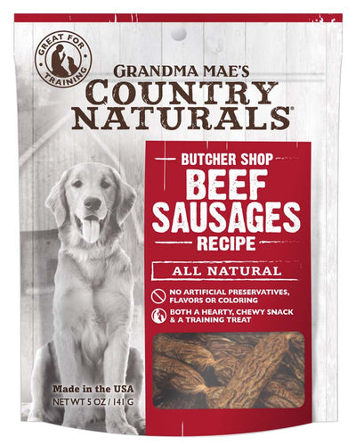 Grandma Mae's Country Naturals Grain Free Beef Sausages Dog Treats 5 oz