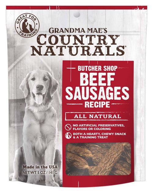 Grandma Mae’s Country Naturals Grain Free Beef Sausages Dog Treats 5 oz