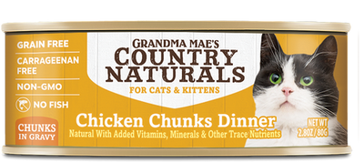 Grandma Mae’s Country Naturals Grain Free Chunks in Gravy Wet Cat & Kitten Food Chicken 2.8oz 24pk