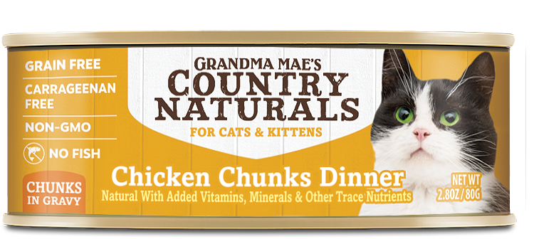 Grandma Mae's Country Naturals Grain Free Chunks in Gravy Wet Cat & Kitten Food Chicken 2.8oz 24pk