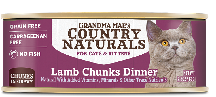 Grandma Mae's Country Naturals Grain Free Chunks in Gravy Wet Cat & Kitten Food Lamb 2.8oz 24pk