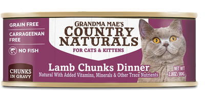 Grandma Mae's Country Naturals Grain Free Chunks in Gravy Wet Cat & Kitten Food Lamb 2.8oz 24pk