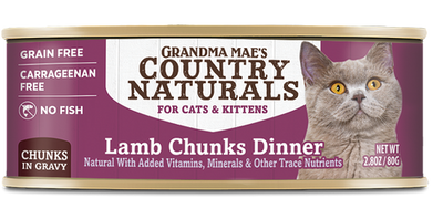 Grandma Mae’s Country Naturals Grain Free Chunks in Gravy Wet Cat & Kitten Food Lamb 2.8oz 24pk