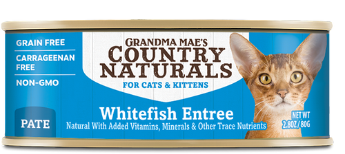Grandma Mae’s Country Naturals Grain Free Pate Wet Cat & Kitten Food Whitefish 2.8oz 24pk