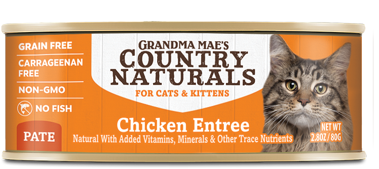 Grandma Mae's Country Naturals Grain Free Pate Wet Cat & Kitten Food Chicken 2.8oz 24pk