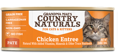 Grandma Mae's Country Naturals Grain Free Pate Wet Cat & Kitten Food Chicken 2.8oz 24pk