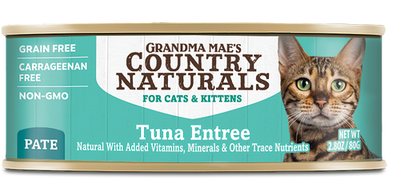 Grandma Mae’s Country Naturals Grain Free Pate Wet Cat & Kitten Food Tuna 2.8oz 24pk