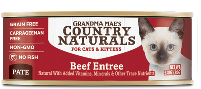 Grandma Mae's Country Naturals Grain Free Pate Wet Cat & Kitten Food Beef 2.8oz 24pk