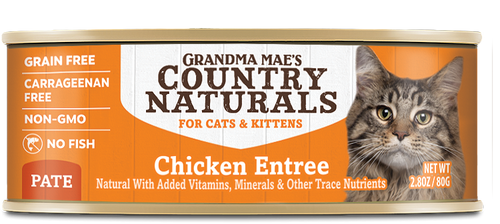 Grandma Mae’s Country Naturals Grain Free Pate Wet Cat & Kitten Food Chicken 2.8oz 24pk