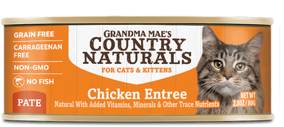 Grandma Mae’s Country Naturals Grain Free Pate Wet Cat & Kitten Food Chicken 2.8oz 24pk