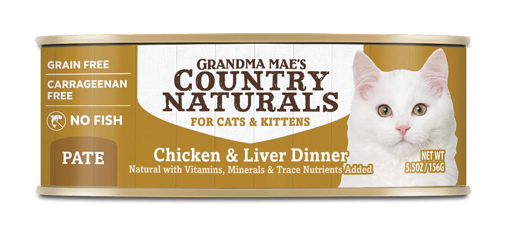 Grandma Mae's Country Naturals Grain Free Pate Wet Cat & Kitten Food Chicken & Liver 5.5oz 24pk