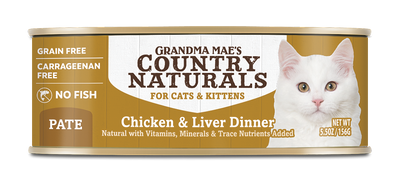 Grandma Mae's Country Naturals Grain Free Pate Wet Cat & Kitten Food Chicken & Liver 5.5oz 24pk