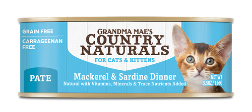 Grandma Mae’s Country Naturals Grain Free Wet Cat Food Mackerel & Sardine 5.5oz 24pk