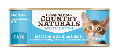 Grandma Mae's Country Naturals Grain Free Wet Cat Food Mackerel & Sardine 5.5oz 24pk