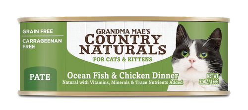 Grandma Mae’s Country Naturals Grain Free Wet Cat Food Ocean Fish & Chicken 5.5oz 24pk
