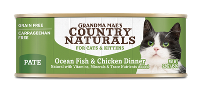 Grandma Mae’s Country Naturals Grain Free Wet Cat Food Ocean Fish & Chicken 5.5oz 24pk