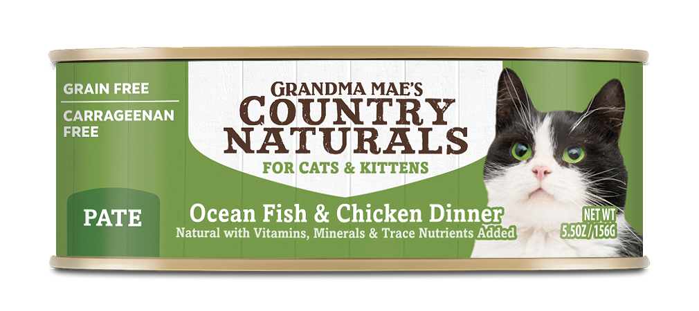 Grandma Mae's Country Naturals Grain Free Wet Cat Food Ocean Fish & Chicken 5.5oz 24pk