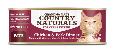 Grandma Mae’s Country Naturals Grain Free Wet Cat Food Pork & Chicken 5.5oz 24pk