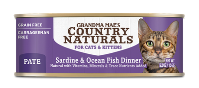 Grandma Mae’s Country Naturals Grain Free Wet Cat Food Sardine & Ocean Fish 5.5oz 24pk