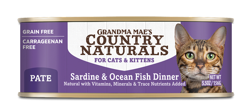 Grandma Mae's Country Naturals Grain Free Wet Cat Food Sardine & Ocean Fish 5.5oz 24pk