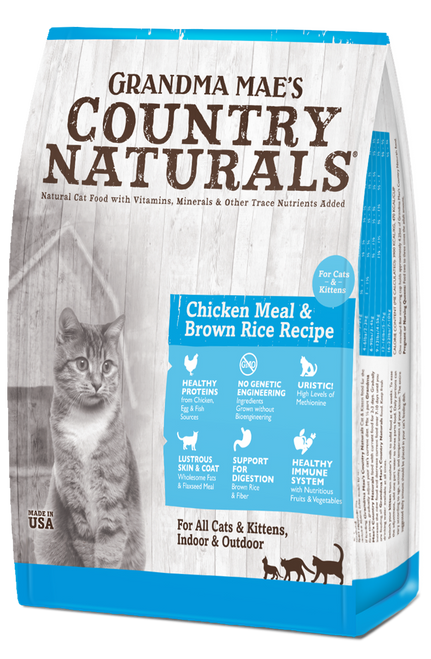 Grandma Mae’s Country Naturals Premium All Natural Dry Cat & Kitten Food Chicken Brown Rice 12lb
