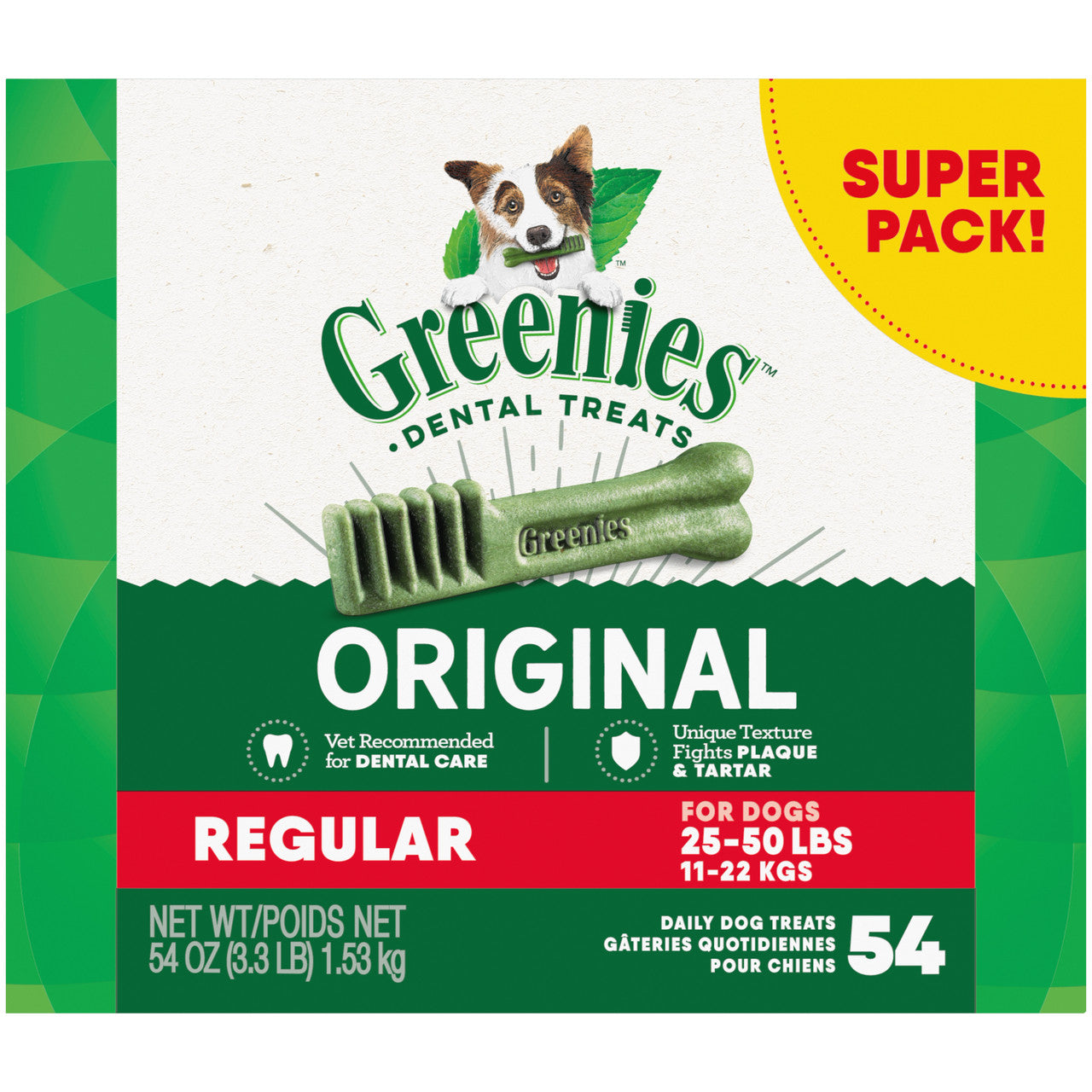 Greenies Dog Dental Treats Original 54oz 54ct Regular