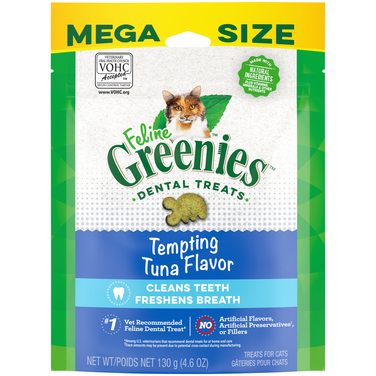 Greenies Feline Adult Cat Dental Treats Tempting Tuna 4.6oz