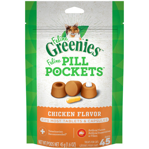 Greenies Feline Pill Pockets Cat Treats Chicken 1.6oz 45ct