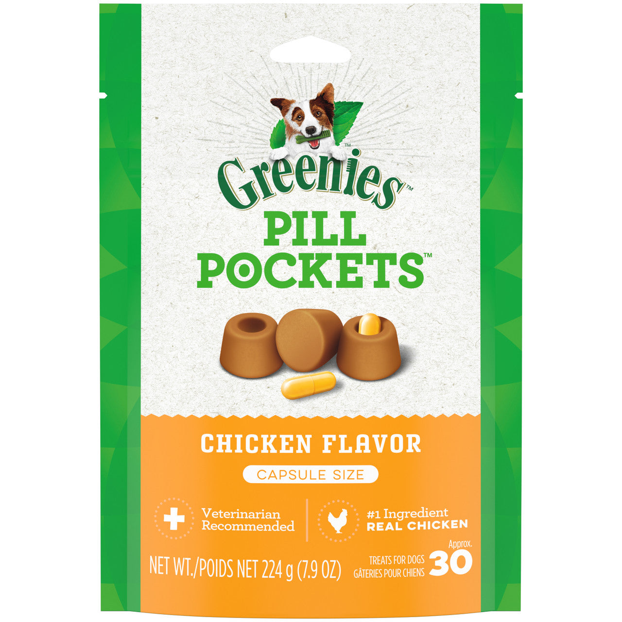 Greenies Pill Pockets for Capsules Chicken 30 Count 7.9 oz
