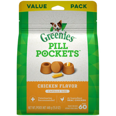 Greenies Pill Pockets for Capsules Chicken 60 Count 15.8 oz - Dog