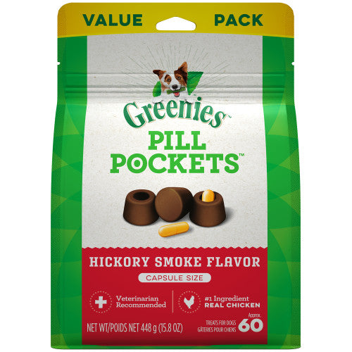 Greenies Pill Pockets for Capsules Hickory Smoke 60 Count 15.8 oz - Dog