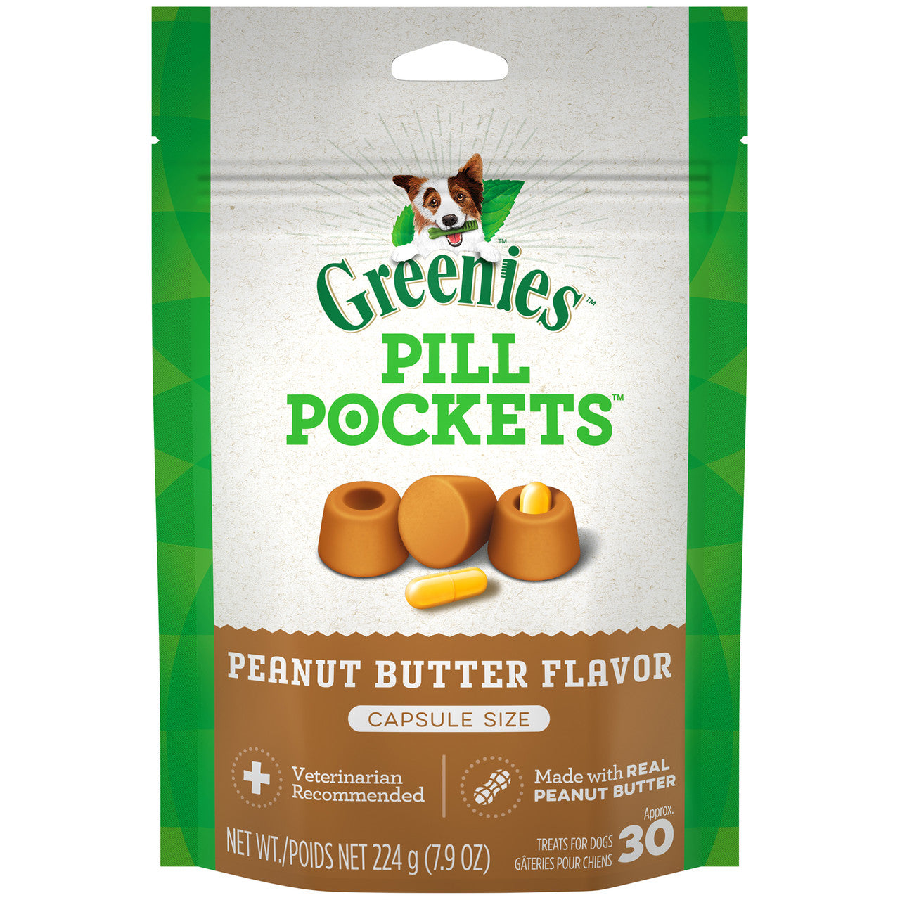 Greenies Pill Pockets for Capsules Peanut Butter 30 Count 7.9 oz