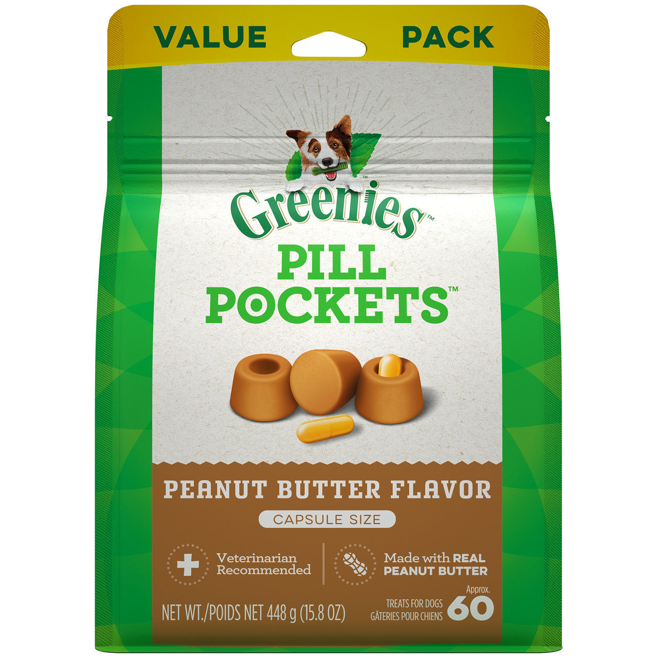 Greenies Pill Pockets for Capsules Peanut Butter 60 Count 15.8 oz