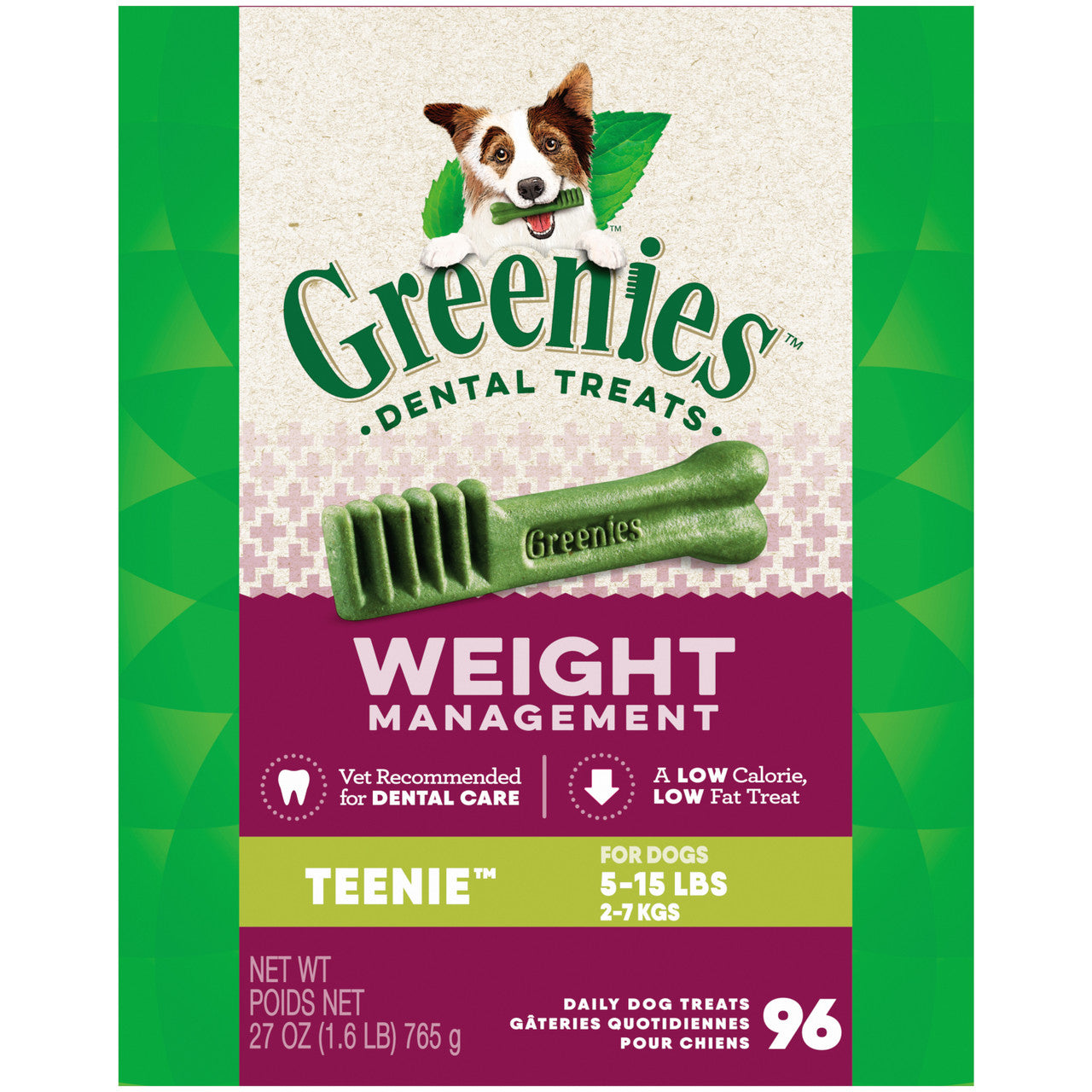 Greenies Weight Management Dog Dental Treats 27oz 96ct Teenie